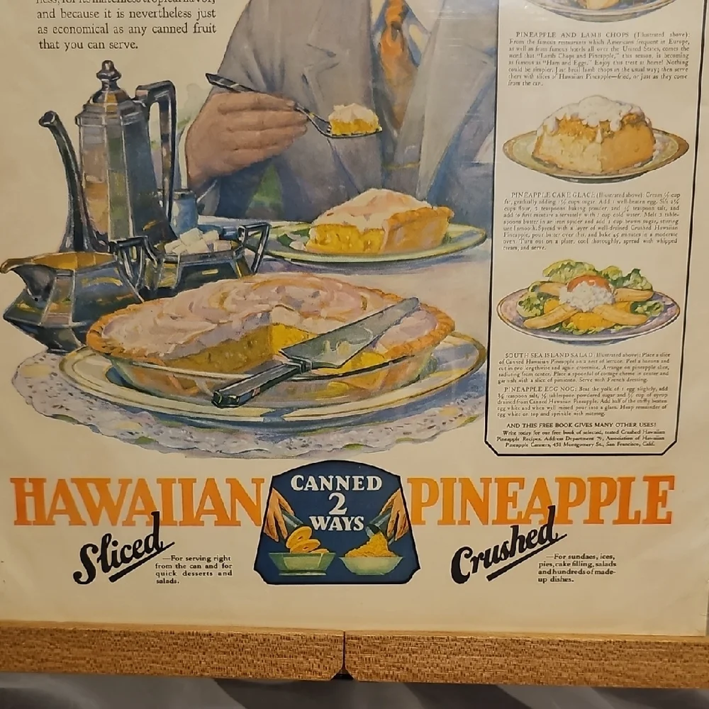 Vintage Hawaiian Canned Pineapple Advertisement 1925